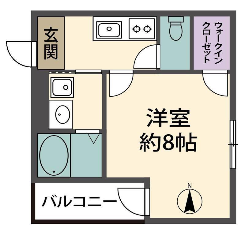 ル・クール下新庄(1K/2階)の間取り写真