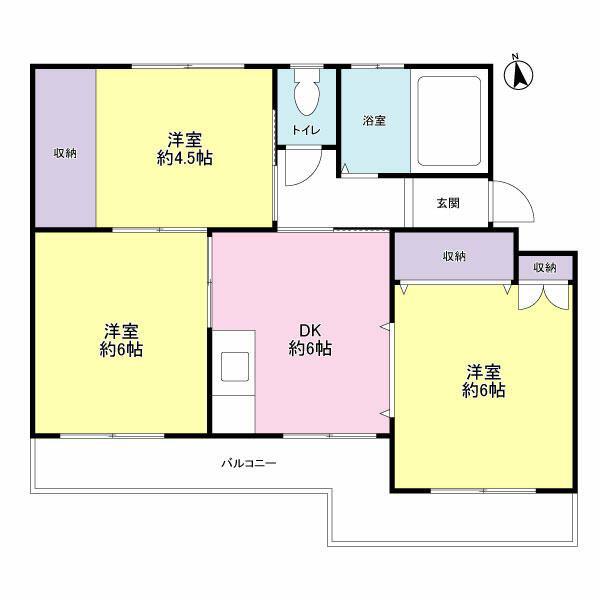 八千代台西オーガスタ3号棟(3DK/4階)の間取り写真