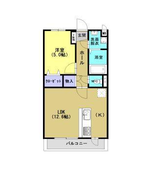 アクロス(1LDK/1階)の間取り写真