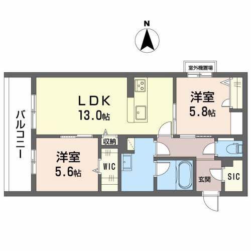 シャーメゾン グランド ビュイソン(2LDK/2階)の間取り写真