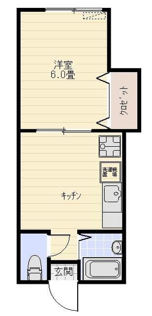 イマーブル相模(1DK/2階)の間取り写真