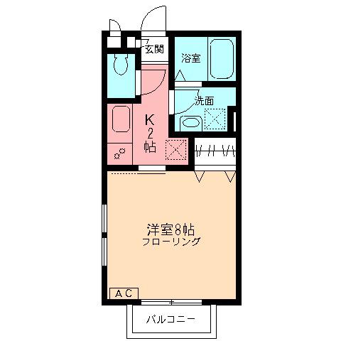 ベルデュール(1K/1階)の間取り写真