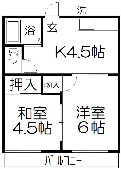サニーコーポまさもとI(2K/2階)の間取り写真