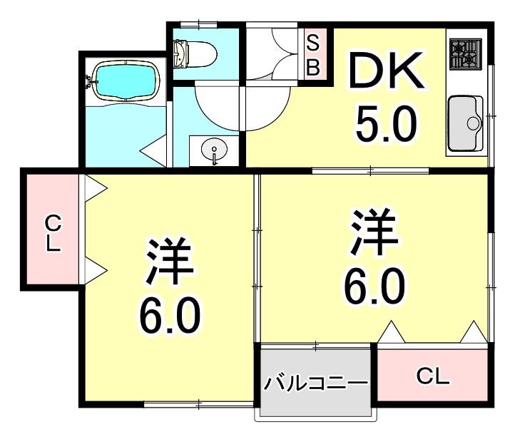 吉中ビル(2DK/3階)の間取り写真