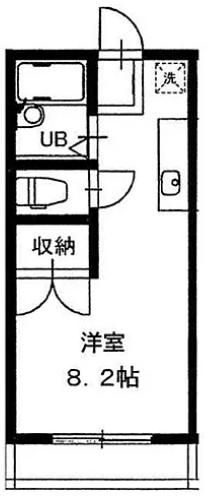 ベルハウス(ワンルーム/1階)の間取り写真