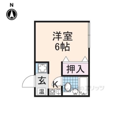 コーポラス禁野(ワンルーム/1階)の間取り写真