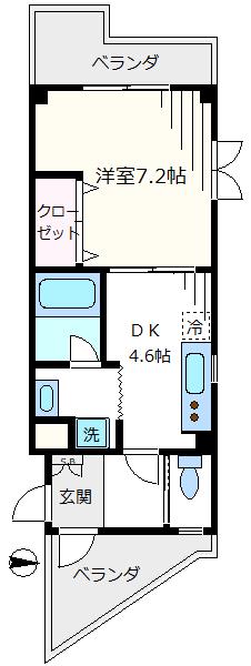KSコート(1DK/2階)の間取り写真