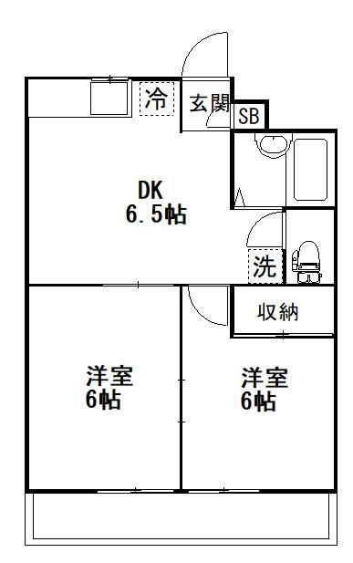 エクセルコート八千代イースト(2DK/1階)の間取り写真