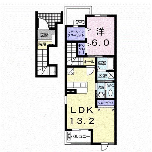クレセントハイムC(1LDK/2階)の間取り写真