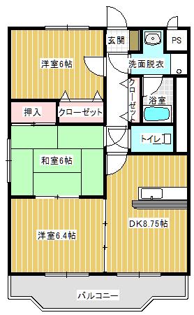サンライズプレオ(3DK/1階)の間取り写真