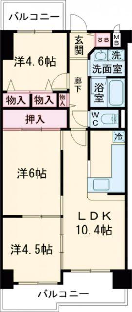 ロイヤル神戸山の街(3LDK/3階)の間取り写真