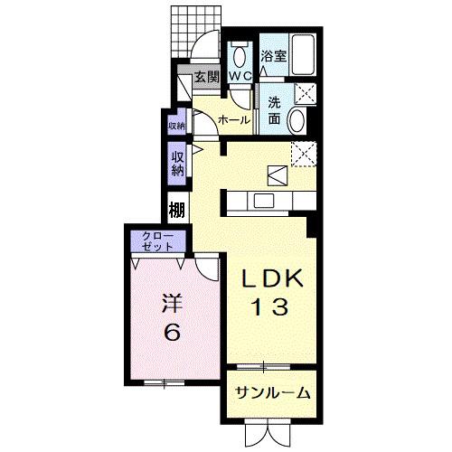 フォレストパーク・七番館(1LDK/1階)の間取り写真