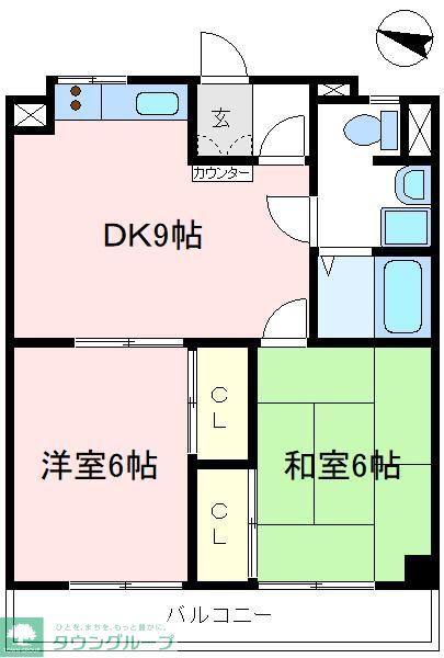 プロスピリティ狭山(2DK/3階)の間取り写真