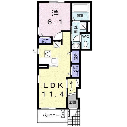 レガーロM(1LDK/1階)の間取り写真