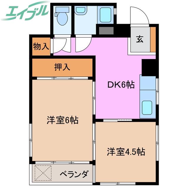 パークテラス城北(2DK/2階)の間取り写真