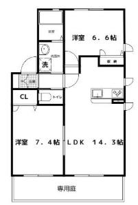 グレイス堀川A棟(2LDK/1階)の間取り写真