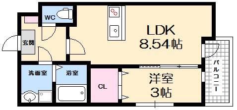 セブンプロート己斐西町(1LDK/2階)の間取り写真