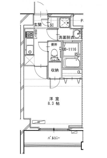 クレストコート八王子(1K/6階)の間取り写真