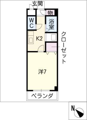 モーゼンビレッジIII(1K/3階)の間取り写真