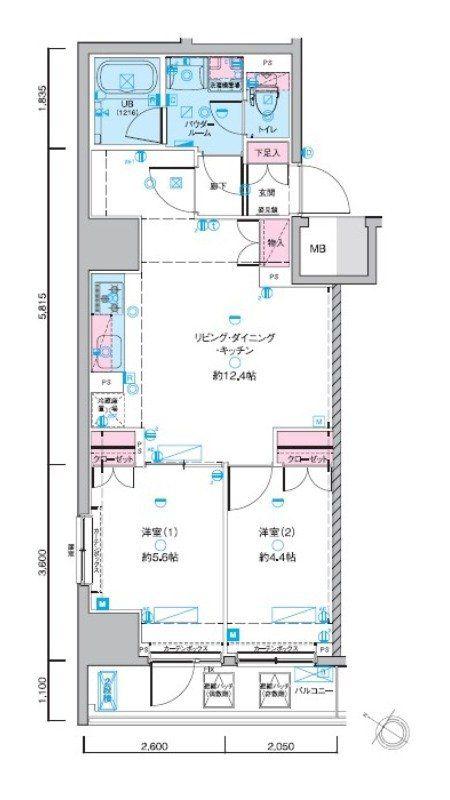 GENOVIA浅草IV SKYGARDEN(2LDK/3階)の間取り写真