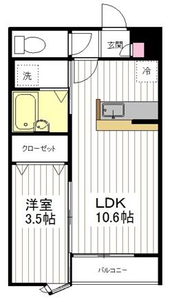 ショコラハウスIII(1LDK/2階)の間取り写真