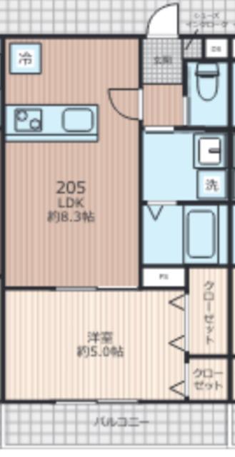 EVERA大倉山(1LDK/2階)の間取り写真