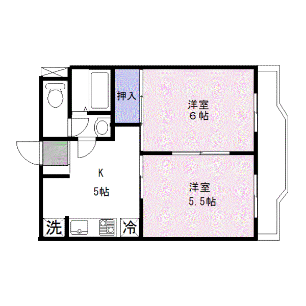 グリーンシャルム(2K/1階)の間取り写真