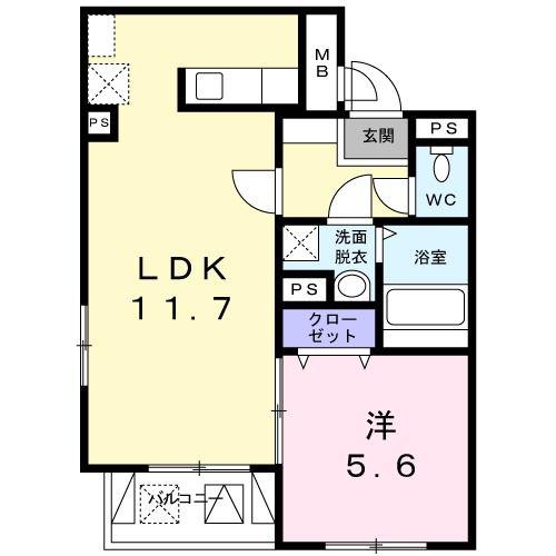 北新宿ガレリア(1LDK/2階)の間取り写真