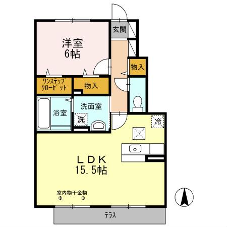 EXCEL SIOR柏村(1LDK/1階)の間取り写真