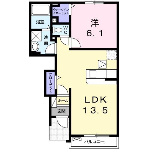 フォレストA(1LDK/1階)の間取り写真
