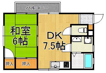 冨田ハイツ(1DK/1階)の間取り写真