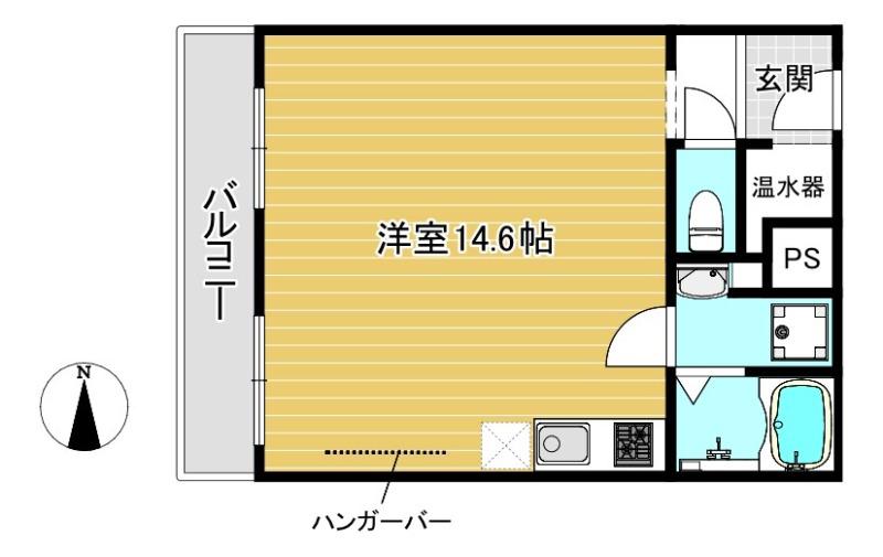 百万遍ハイツ(1K/3階)の間取り写真