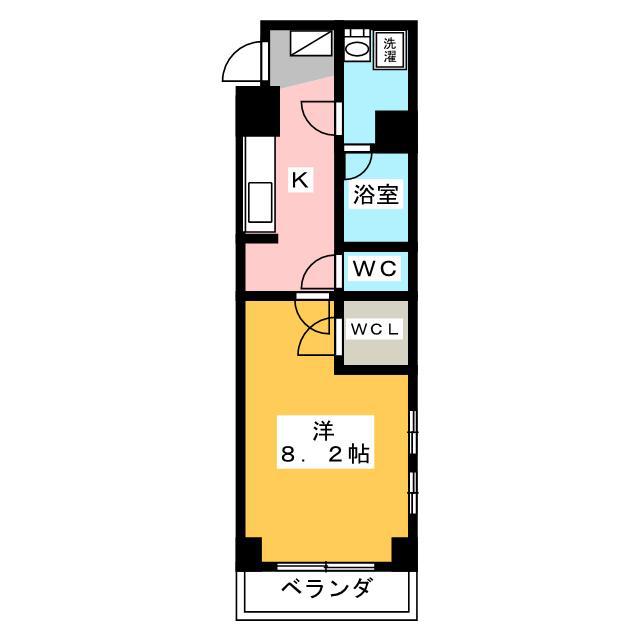ポラール ノースウイング(1K/2階)の間取り写真
