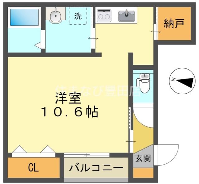 ユーヴェ寿(ワンルーム/2階)の間取り写真