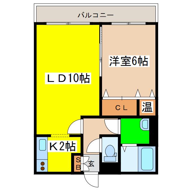 グランコンフォート愛国東(1LDK/2階)の間取り写真