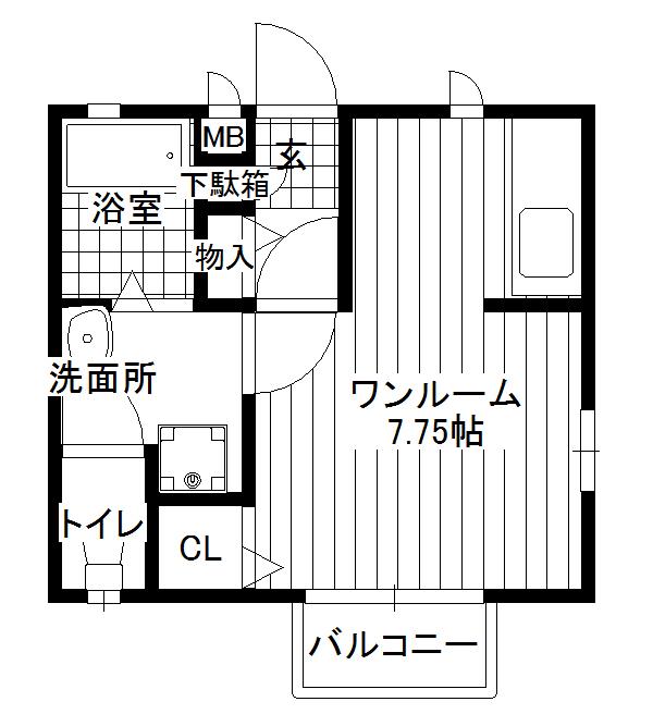 グランシャリオII(ワンルーム/1階)の間取り写真