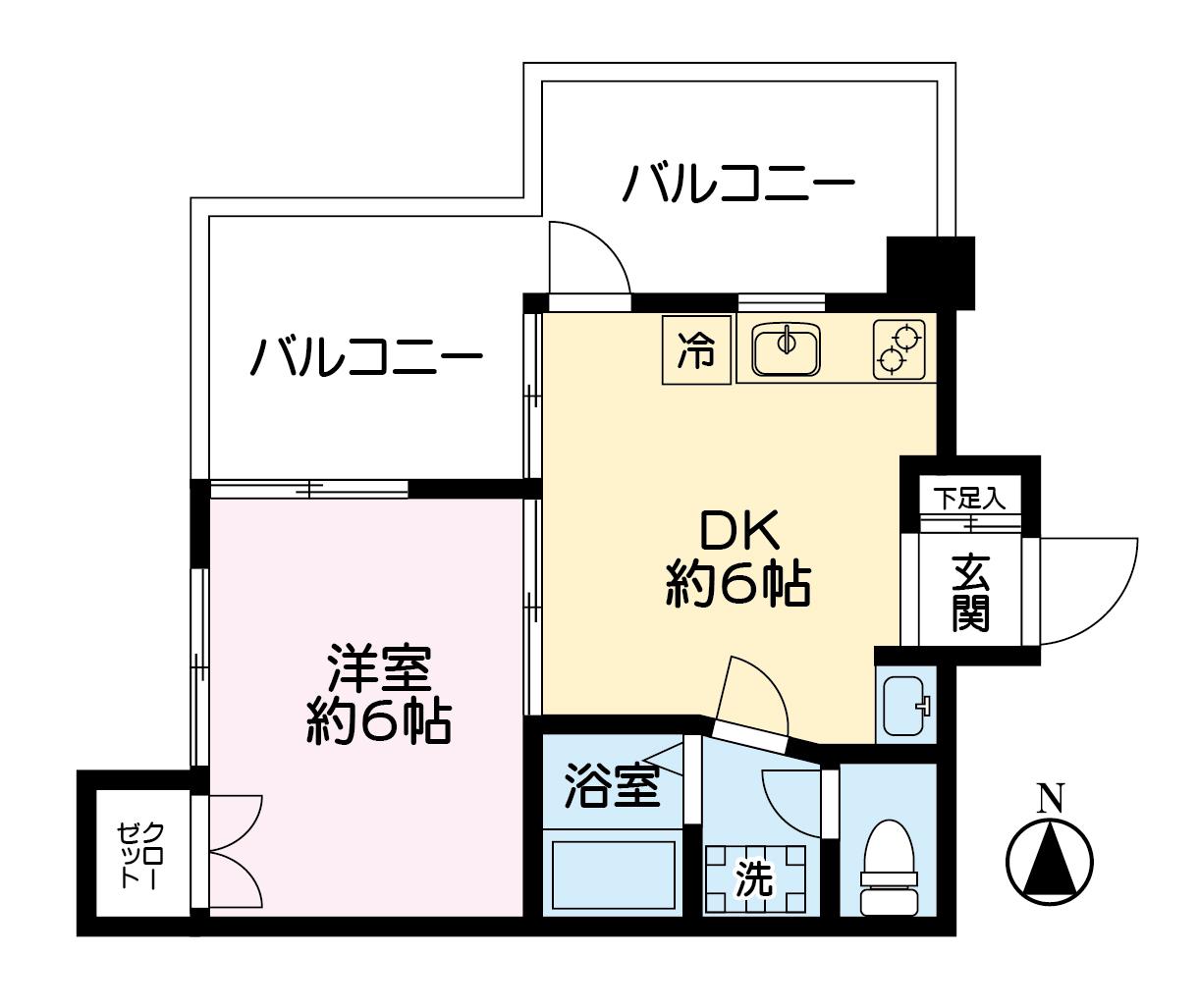 ドミールヒロ(1DK/3階)の間取り写真