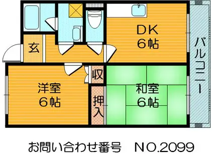 作本マンション(2DK/2階)の間取り写真