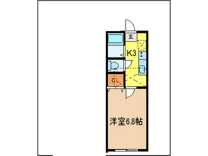 ホワイトキャッスル宮千代ビレジC棟(1K/1階)の間取り写真