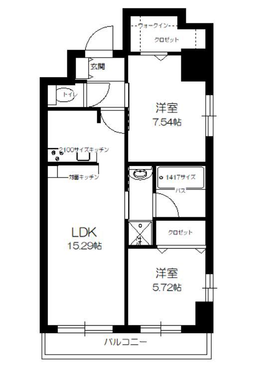 ドミール デルニエ長町(2LDK/2階)の間取り写真