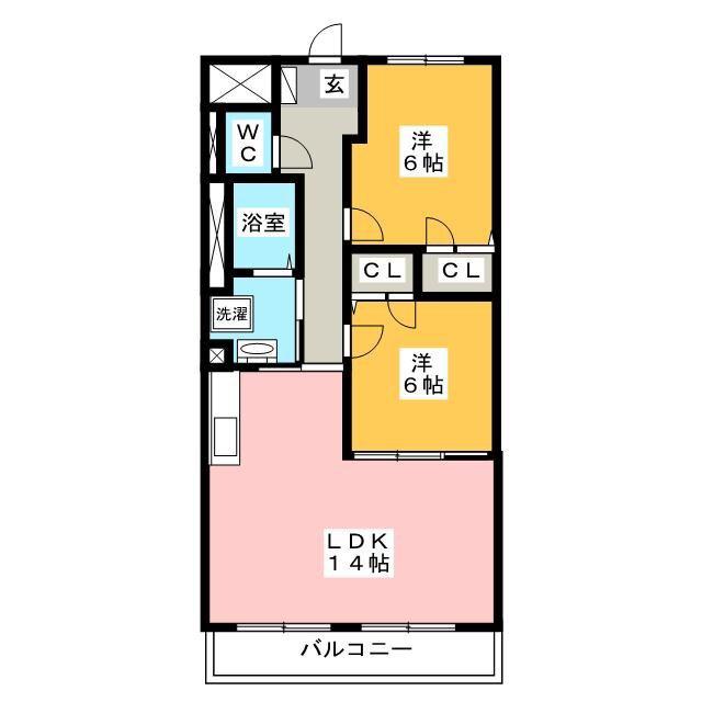 ハイツ南(2LDK/5階)の間取り写真