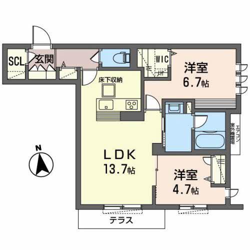 シャーメゾンSAWA (2LDK/1階)の間取り写真