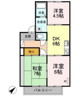 プチパール102(3DK/1階)の間取り写真