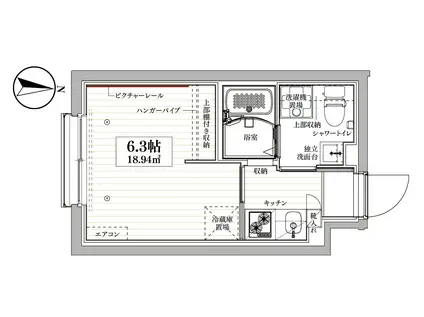 COCOCUBE YANAGIHARA(1K/2階)の間取り写真