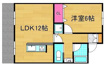 サンパレス越谷(1LDK/1階)の間取り写真