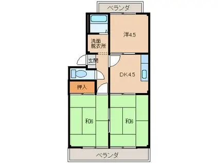 エレガントハイツ岩出(3DK/2階)の間取り写真