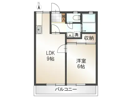 コスモハイツ(1LDK/2階)の間取り写真