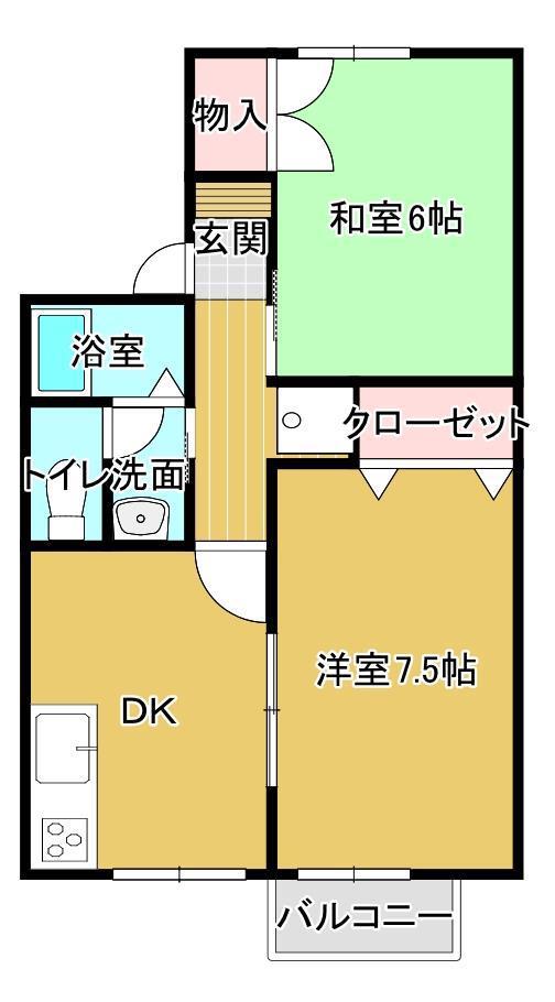 スイートルピナス(2DK/1階)の間取り写真