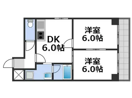 ラパンジール恵美須II(2DK/5階)の間取り写真