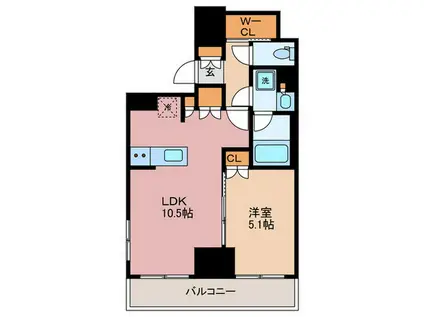 ドゥーエ横濱鶴見(1LDK/11階)の間取り写真
